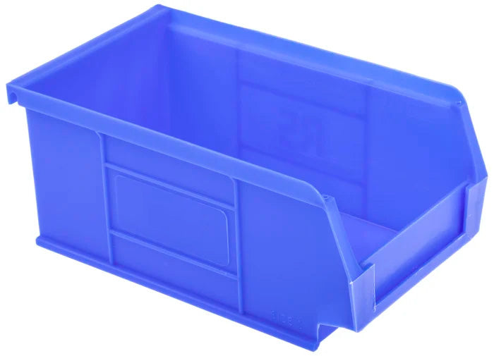 10 Pcs Blue Polypropylene Storage Bin – Size 2 (16.7 x 10.1 x 7.6 cm) Stackable Organizer