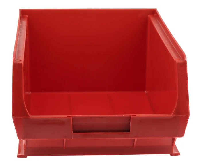 5 Pcs Red Polypropylene Storage Bin – Size 4 (35 x 20.5 x 13 cm) | Large Stackable Organizer for Warehousing
