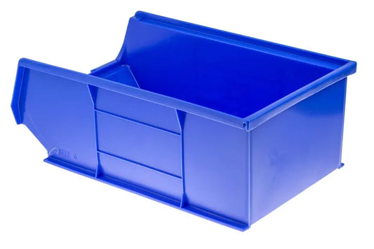 5  Pcs Blue Polypropylene Storage Bin – Size 4 (35 x 20.5 x 13 cm) | Large Stackable Bin for Warehousing