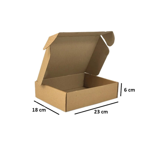 Compact Shipping Box – 23x18x6 cm, White/Brown, Corrugated Box