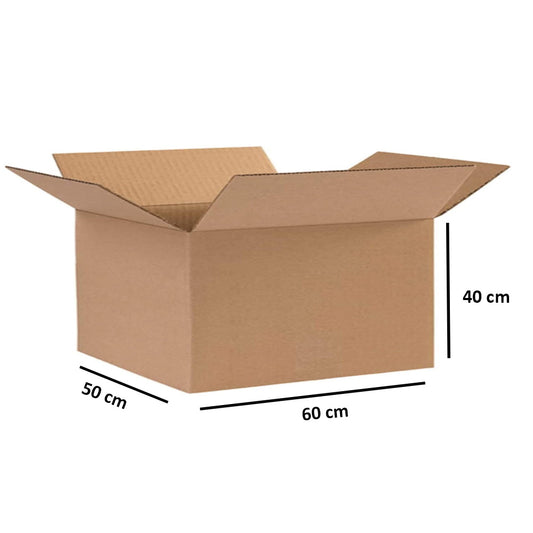X-Large Rectangular Carton – 60x50x40 cm, 5-Ply Brown Box (Holds 25–30 kg)