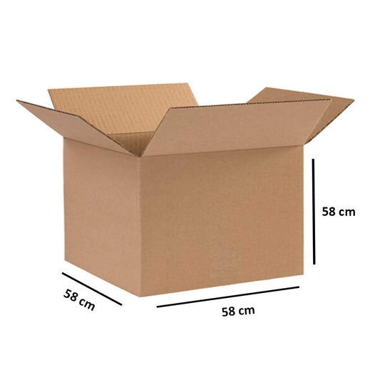 X-Large Square Carton – 58x58x58 cm, 5-Ply Brown Box (Holds 25–30 kg)