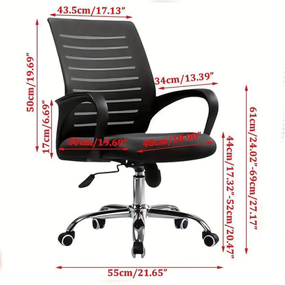 Mid-Back Mesh Office Chair with Chrome Base and Curved Armrests – Black