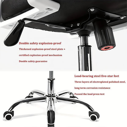 Mid-Back Mesh Office Chair with Chrome Base and Curved Armrests – Black