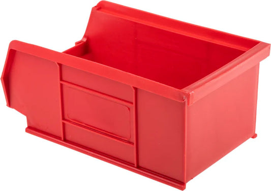 10 Pcs Red Polypropylene Storage Bin – Size 2 (16.7 x 10.1 x 7.6 cm)  Compact Stackable Bin