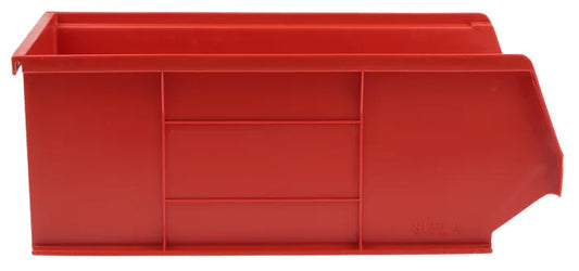 5 Pcs Red Polypropylene Storage Bin – Size 4 (35 x 20.5 x 13 cm) | Large Stackable Organizer for Warehousing