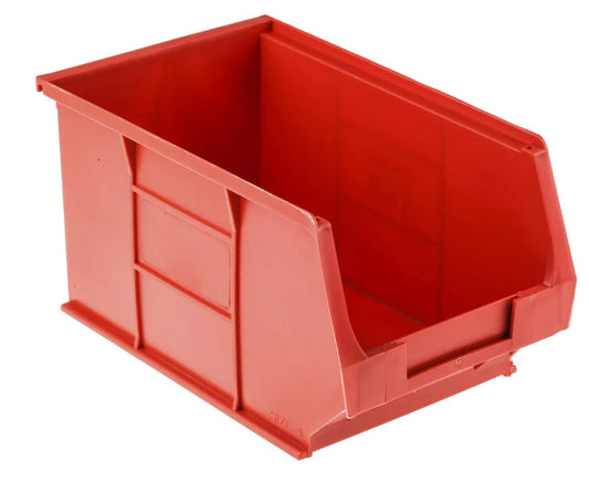 5 Pcs Red Polypropylene Storage Bin – Size 3 (24 x 15 x 13 cm) | Industrial Stackable Bin