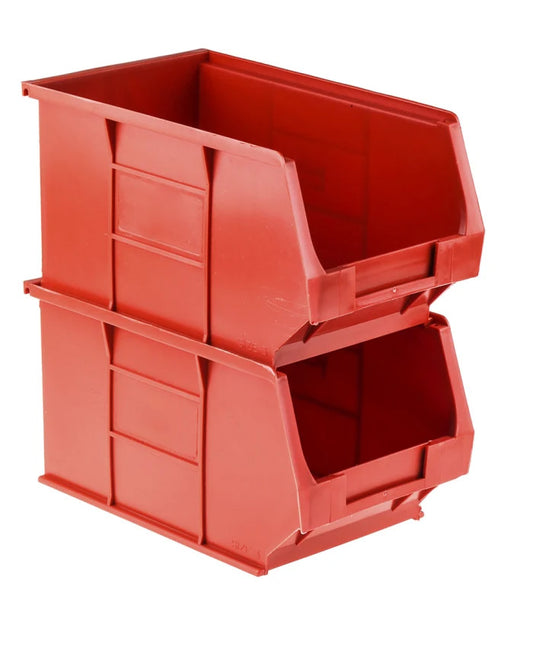 5 Pcs Red Polypropylene Storage Bin – Size 3 (24 x 15 x 13 cm) | Industrial Stackable Bin