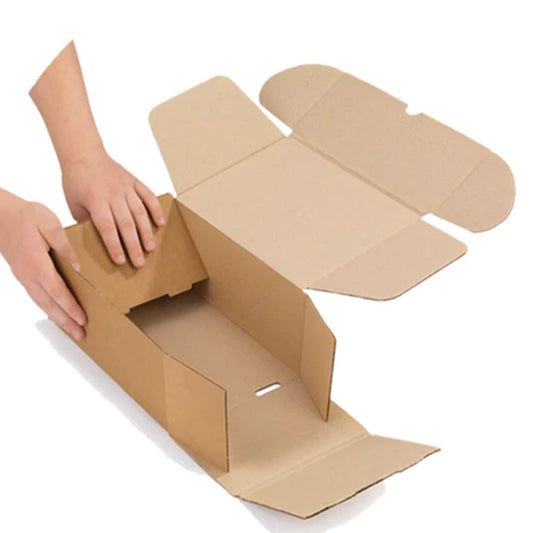 Small Shipping Box – 20x15x10 cm, White/Brown, Corrugated Mailer Box