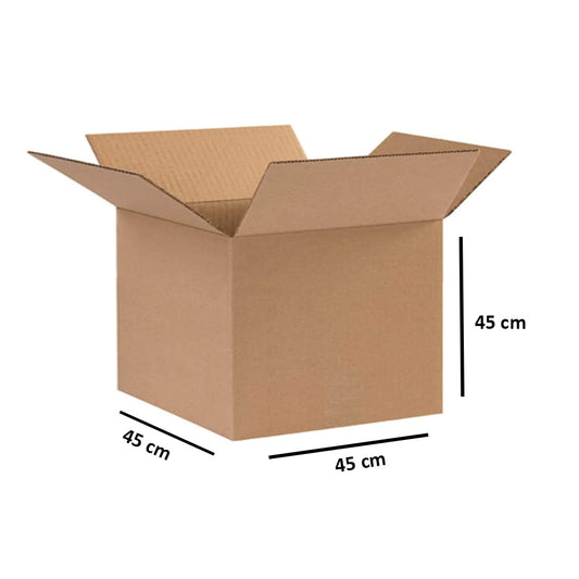 Large Square Carton – 45x45x45 cm, 5-Ply Brown Box (Holds 20–25 kg)