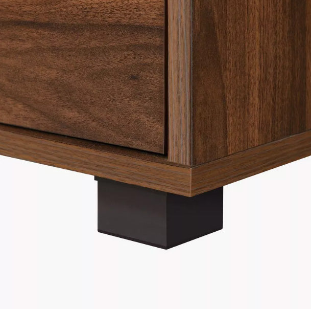 Wooden Office Storage Cabinet with Glass Doors and Drawers – 170cm Height