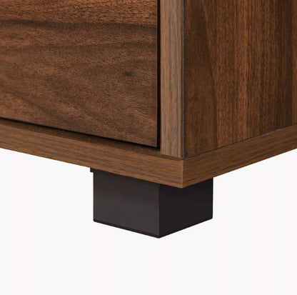 Wooden Office Storage Cabinet with Glass Doors and Drawers – 170cm Height