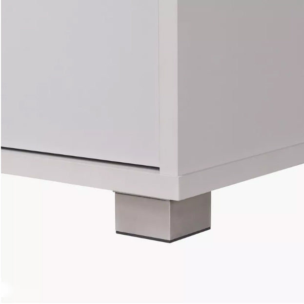 Wooden Office Storage Cabinet with Glass Doors and Drawers – 170cm Height