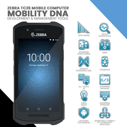 Zebra TC26 Handheld Mobile Computer – Android Barcode Scanner with 5" Touchscreen, WiFi, Cellular & Bluetooth